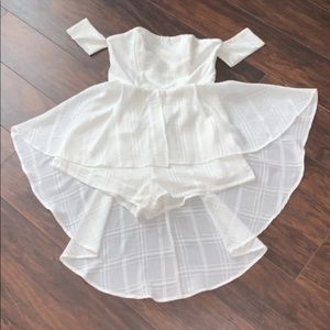 Selfie Leslie White Off the Shoulder Romper